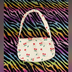 Cherry Print White Handbag
